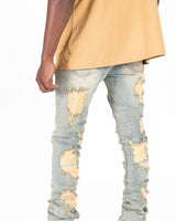 "SEIZE THE DAY" FLARE STACK DENIM