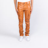 "NEVER LOOK BACK" CARGO FLARE STACK LEATHER