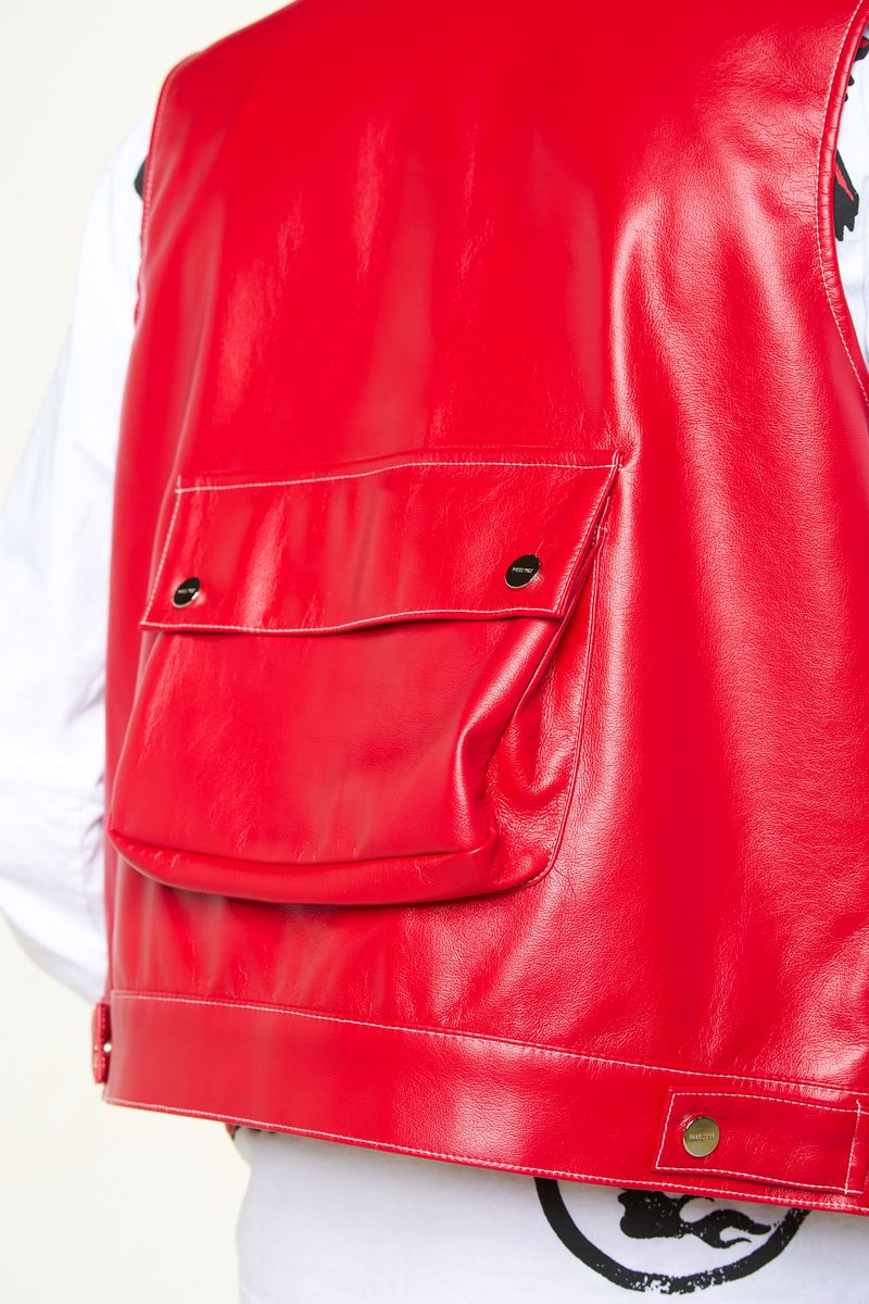 "FLOAT ON" CARGO LEATHER VEST (RED)