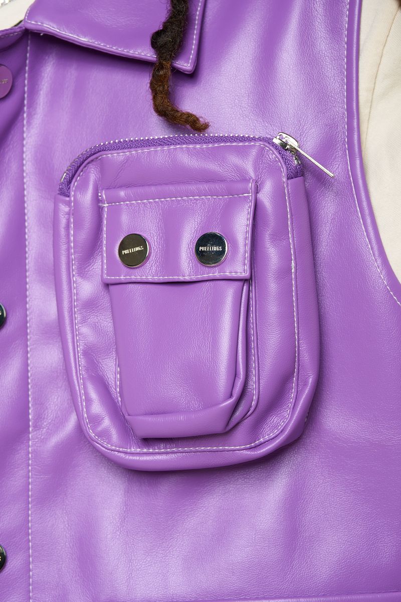 "FLOAT ON" CARGO LEATHER VEST (ELECTRIC VIOLET)