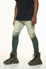 "INNER PEACE" SKINNY DENIM (FOREST GREEN GRADIENT WAX)