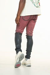 "INNER PEACE" SKINNY DENIM (MAROON GRAIDENT WAX)