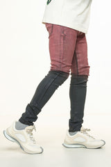 "INNER PEACE" SKINNY DENIM (MAROON GRAIDENT WAX)