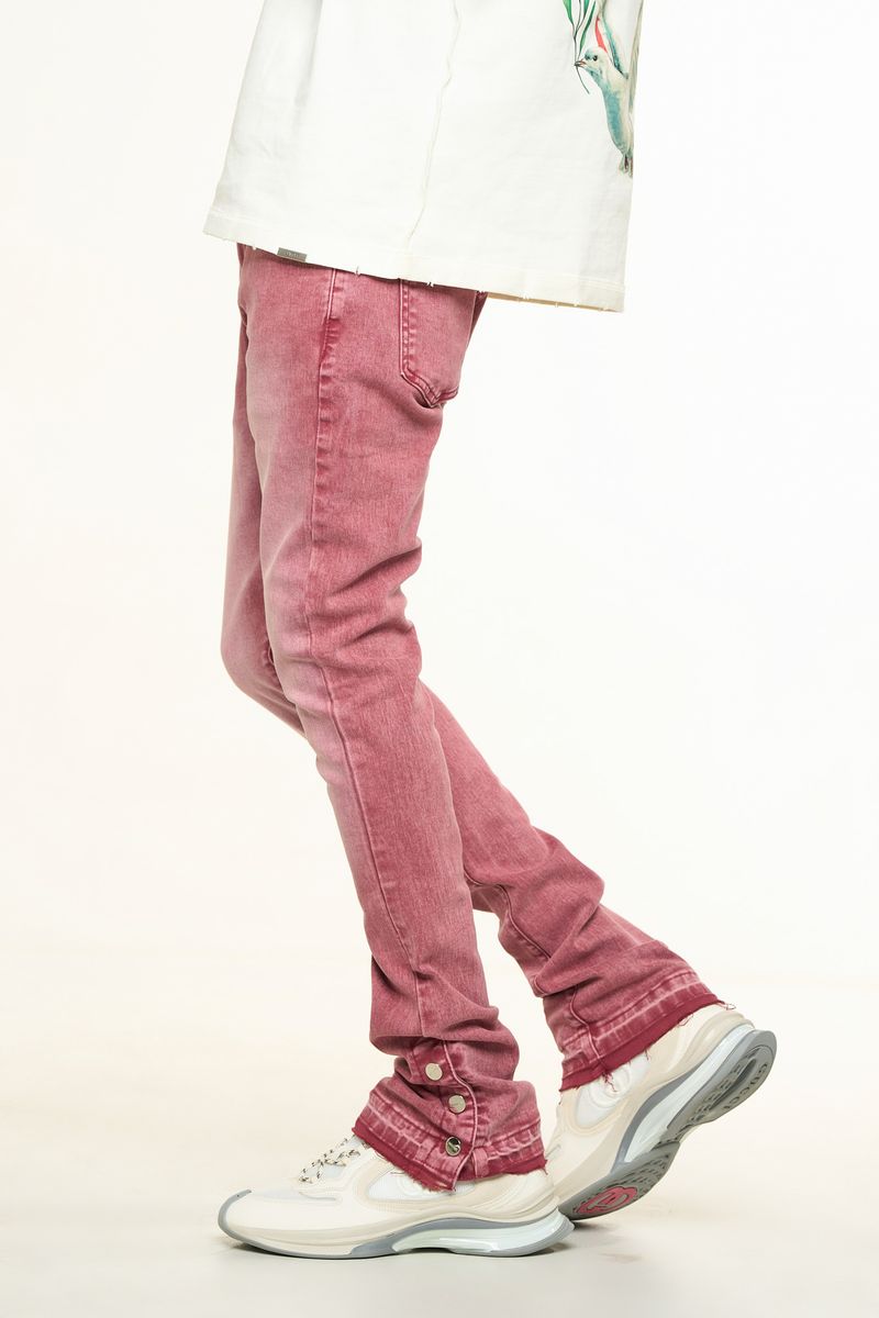 "EMOTIONALLY DRIVEN"FLARE STACK DENIM (DUSTY ROSE)