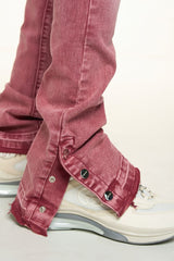 "EMOTIONALLY DRIVEN"FLARE STACK DENIM (DUSTY ROSE)