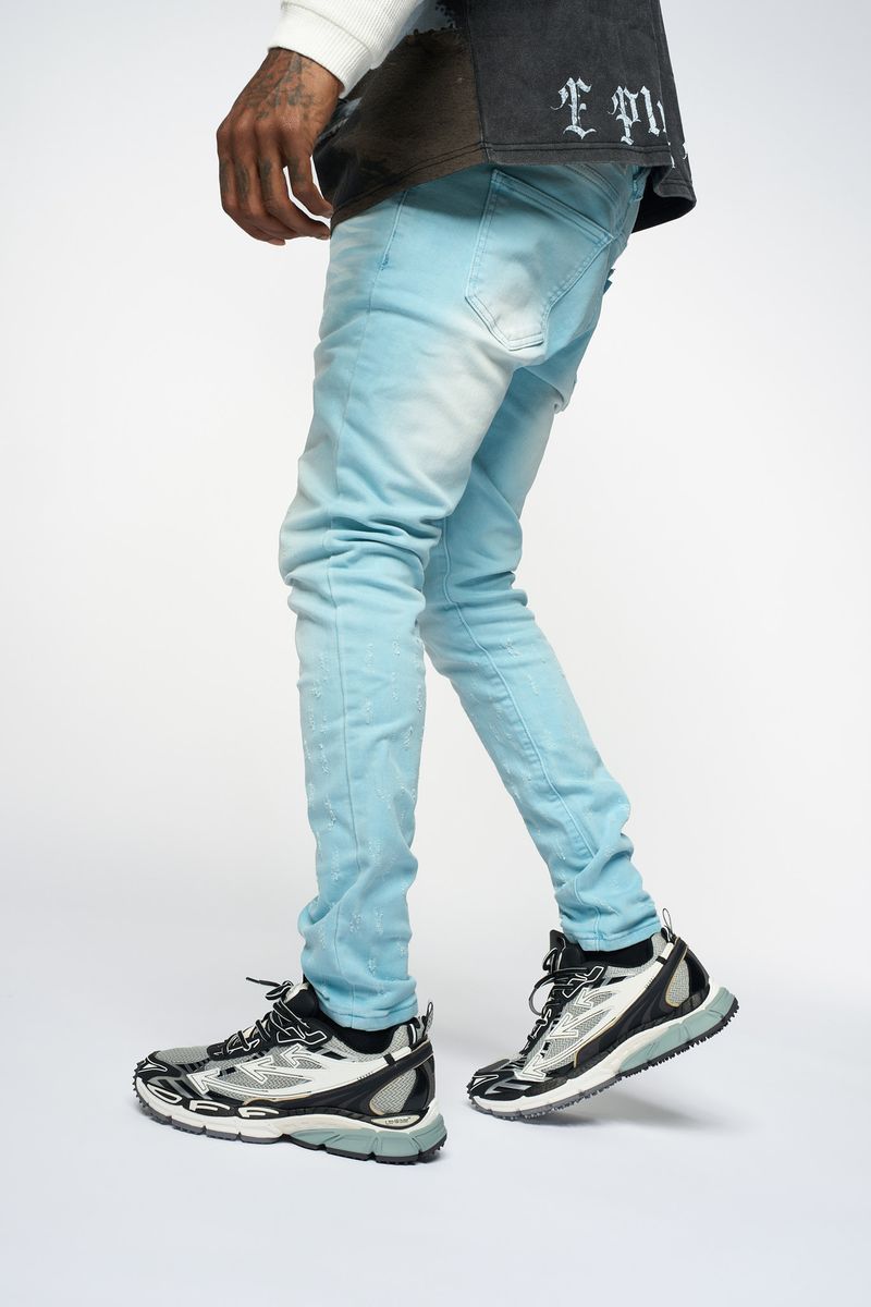 "SURVIVED" SKINNY DENIM (POWDER BLUE)