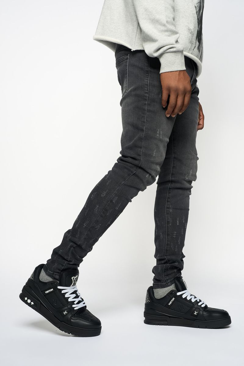 "SURVIVED" SKINNY DENIM (Black Wash)