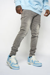 "SURVIVED" SKINNY DENIM (LIGHT GREY)