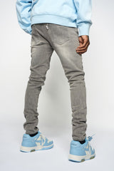 "SURVIVED" SKINNY DENIM (LIGHT GREY)