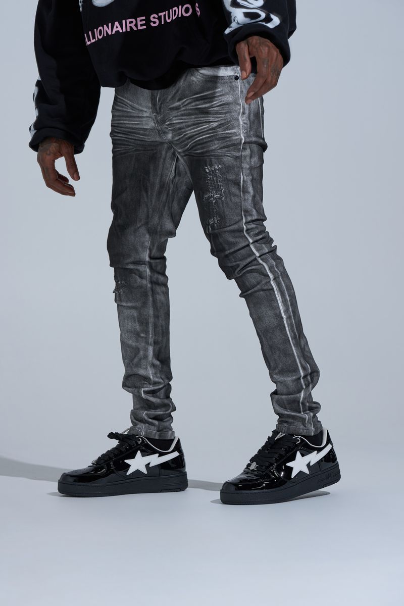 "WASHED AWAY" SKINNY DENIM (BLACK)