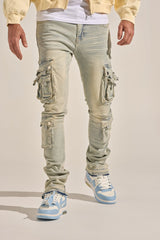 "EMPOWERED ESSENCE" STACK CARGO DENIM (LIGHT BLUE)