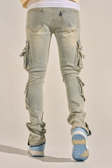 "EMPOWERED ESSENCE" STACK CARGO DENIM (LIGHT BLUE)