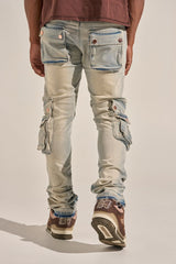 "24/7" STACK CARGO DENIM (BLUE WASH)