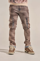 "BUILT TO HEAL" STACK CARGO DENIM (FADED MAROON)