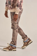"BUILT TO HEAL" STACK CARGO DENIM (FADED MAROON)