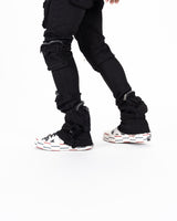 "JOURNEY TO GREATNESS" CARGO FLARE STACK DENIM