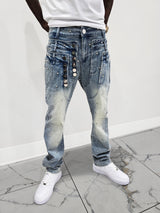Come Home Rhinestone Straight Leg DENIM (Light Blue)