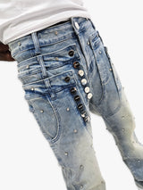 Come Home Rhinestone Straight Leg DENIM (Light Blue)