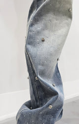 Come Home Rhinestone Straight Leg DENIM (Light Blue)