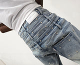 Come Home Rhinestone Straight Leg DENIM (Light Blue)