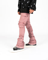 "MY PLEASURE" CARGO FLARE STACK DENIM