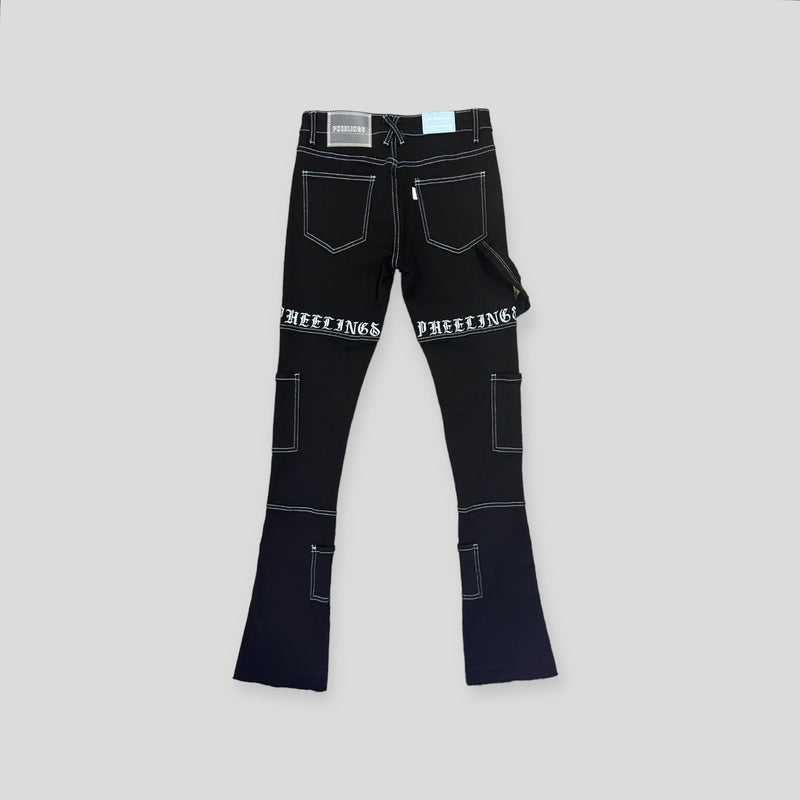 "DEFYING ODDS" CARGO FLARE STACK DENIM