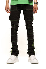 "DEFYING ODDS" CARGO FLARE STACK DENIM