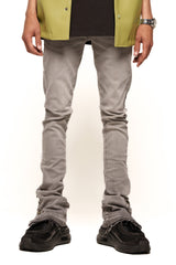 "EMOTIONALLY DRIVEN" FLARE STACK DENIM (LIGHT GREY)