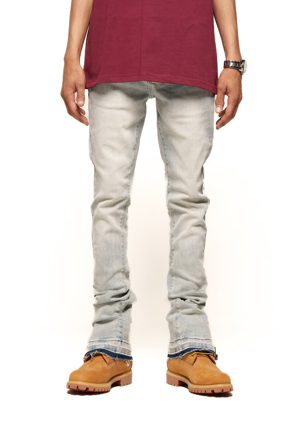 "EMOTIONALLY DRIVEN" FLARE STACK DENIM (LIGHT BLUE)