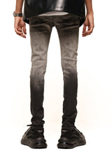 "INNER PEACE" WAX SKINNY DENIM (BLACK TO LIGHT CHARCOAL)