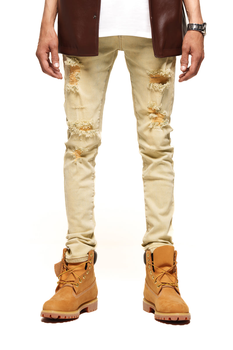 "POLISHED WEAKNESS" SKINNY DENIM (LIGHT BLUE/TUSCAN SAND)