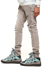 "THIS WILL PASS" SKINNY DENIM (LIGHT GREY/SAND)