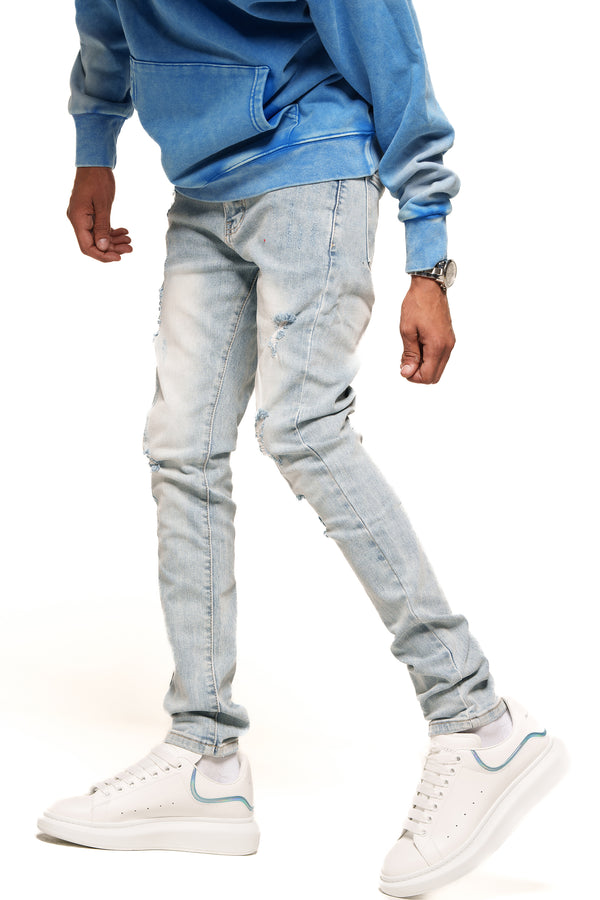 "EXPECT NOTHING" SKINNY DENIM (LIGHT BLUE)