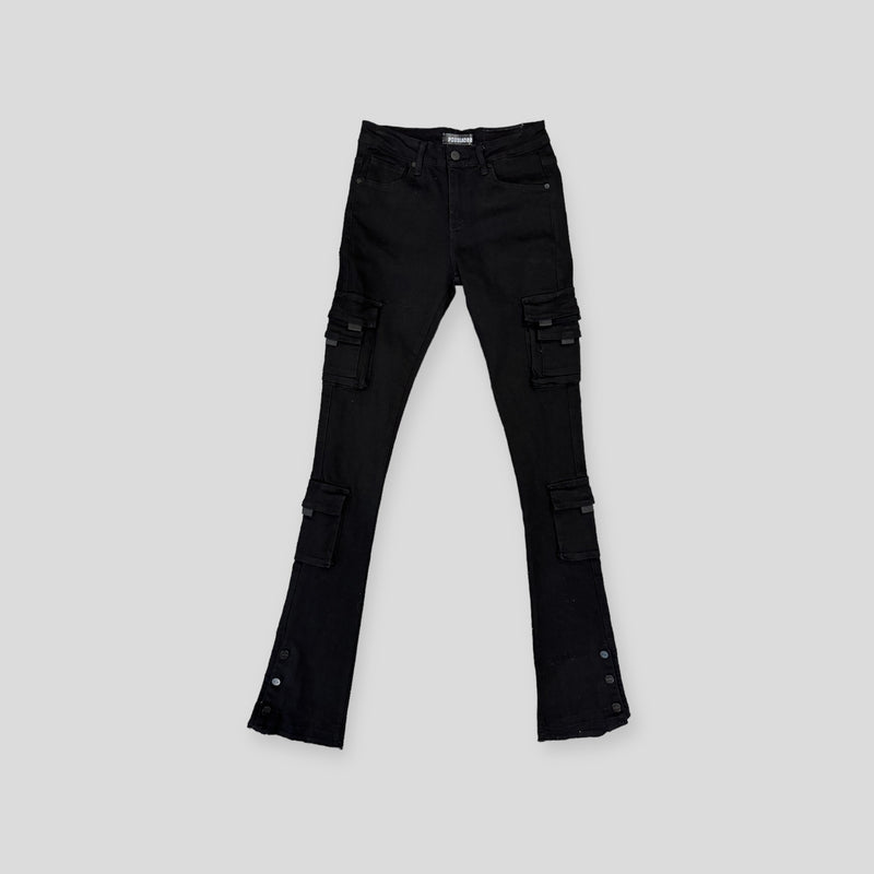 "EMPOWERED ESSENCE" CARGO FLARE STACK DENIM