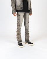 "NURTURE LOVE" FLARE STACK DENIM