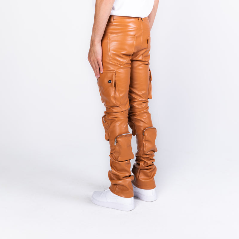 "NEVER LOOK BACK" CARGO FLARE STACK LEATHER